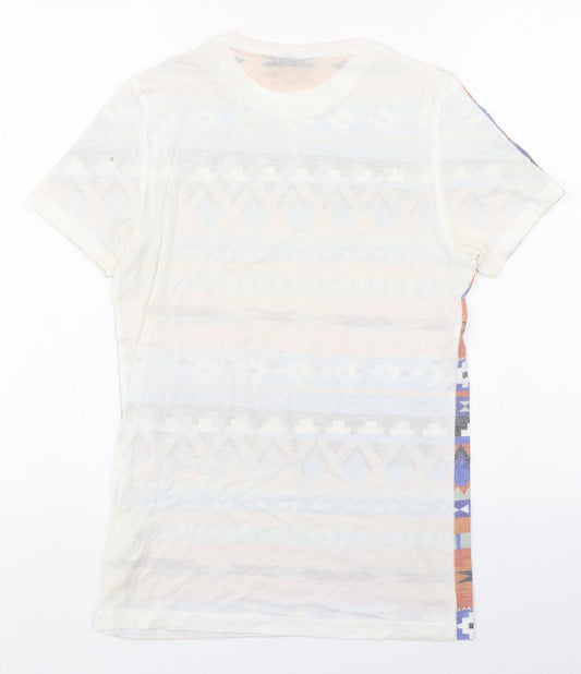 Topman Mens Multicoloured Fair Isle Cotton  T-Shirt Size XS Round Neck