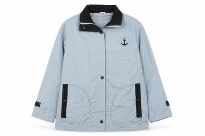 Anne De Lancay Womens Blue   Windbreaker Coat Size M  Zip