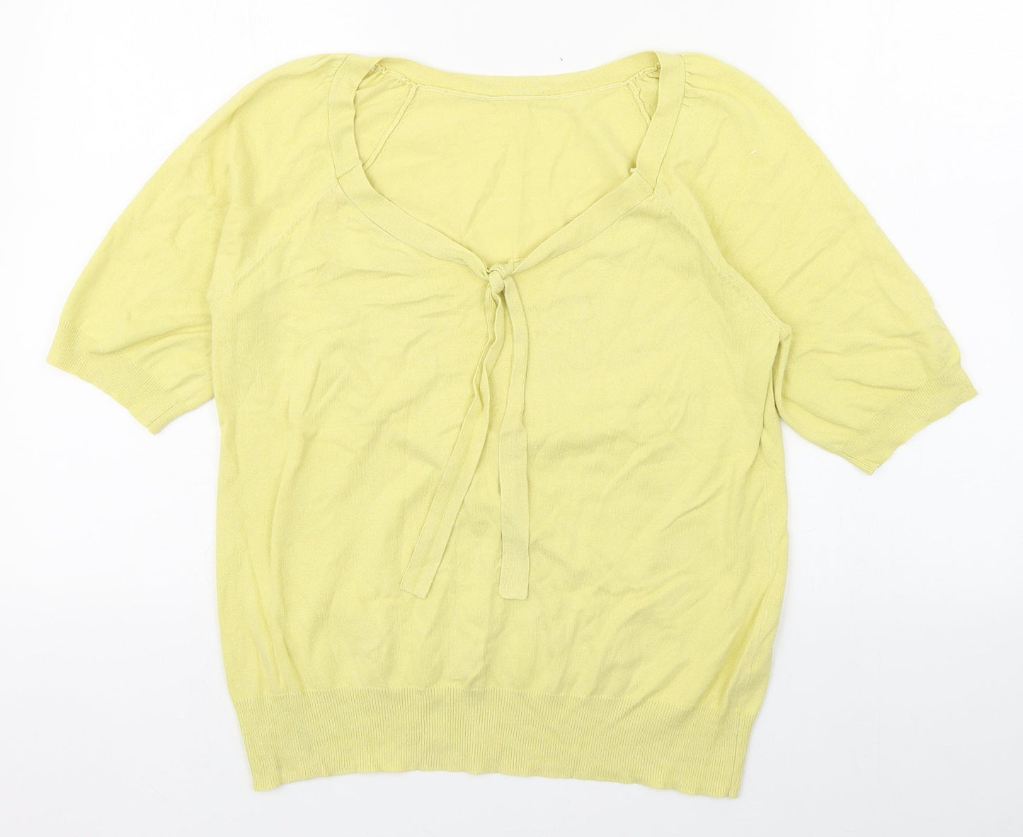 George Womens Yellow  Cotton Basic Blouse Size 14 Scoop Neck