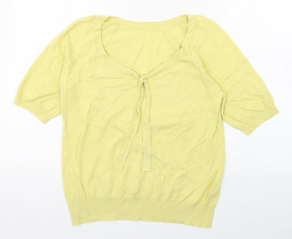George Womens Yellow  Cotton Basic Blouse Size 14 Scoop Neck