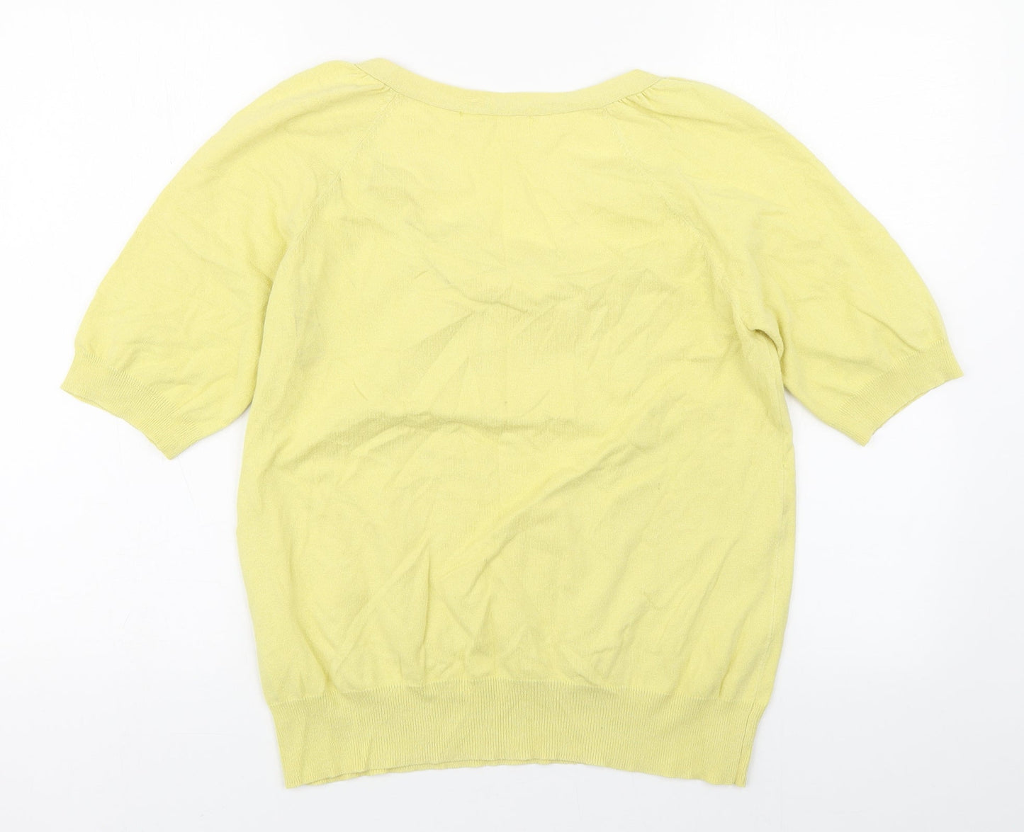George Womens Yellow  Cotton Basic Blouse Size 14 Scoop Neck
