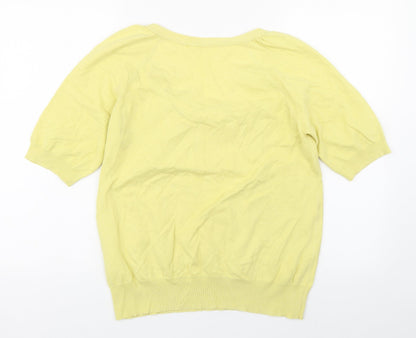 George Womens Yellow  Cotton Basic Blouse Size 14 Scoop Neck