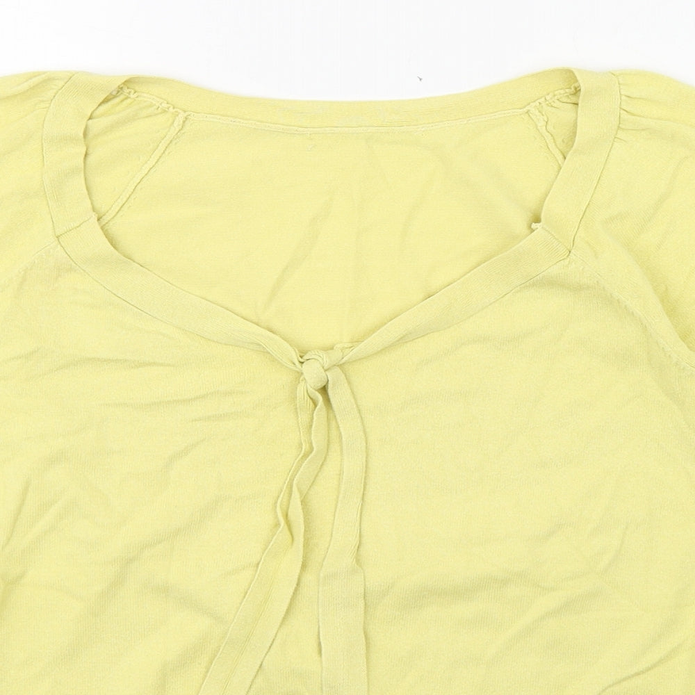 George Womens Yellow  Cotton Basic Blouse Size 14 Scoop Neck