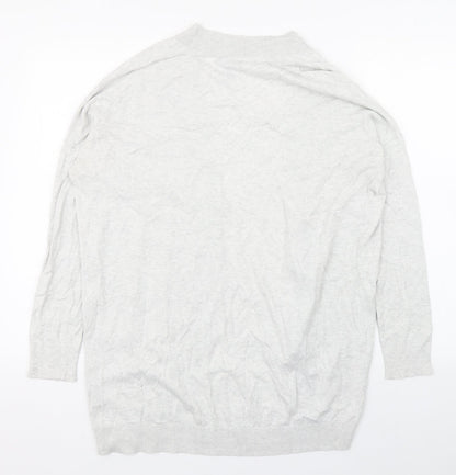 Gap Womens Grey V-Neck  Cotton Cardigan Jumper Size S