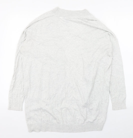 Gap Womens Grey V-Neck  Cotton Cardigan Jumper Size S