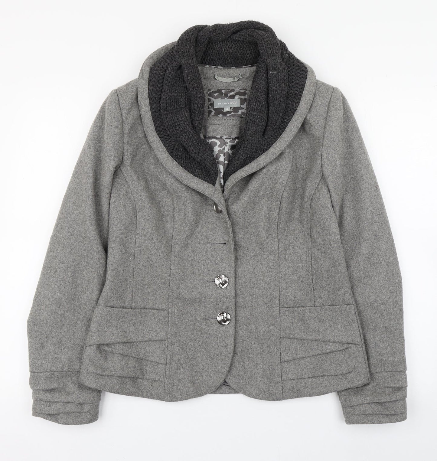 Womens UK Size 12 Per Una Grey Pea Coat