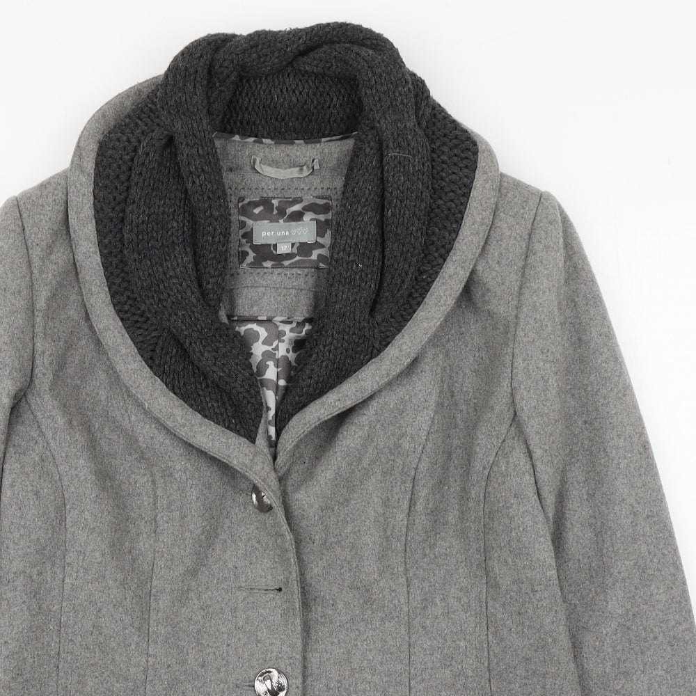 Womens UK Size 12 Per Una Grey Pea Coat