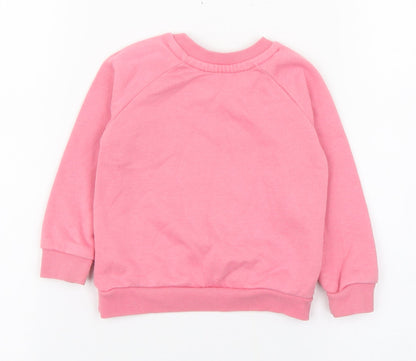 Primark Girls Pink  Cotton Pullover Jumper Size 9-12 Months   - I love my family