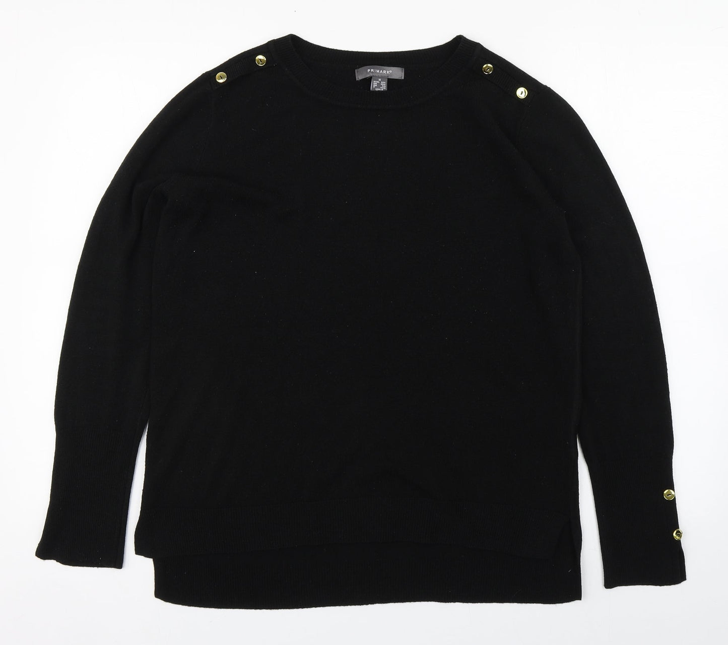 Primark Womens Black  Acrylic Basic T-Shirt Size 12 Round Neck