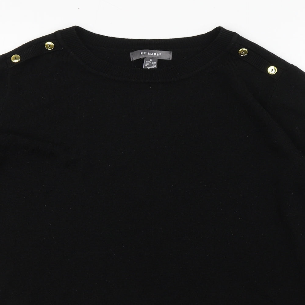 Primark Womens Black  Acrylic Basic T-Shirt Size 12 Round Neck