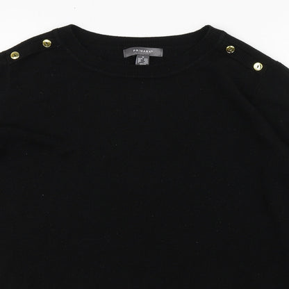 Primark Womens Black  Acrylic Basic T-Shirt Size 12 Round Neck