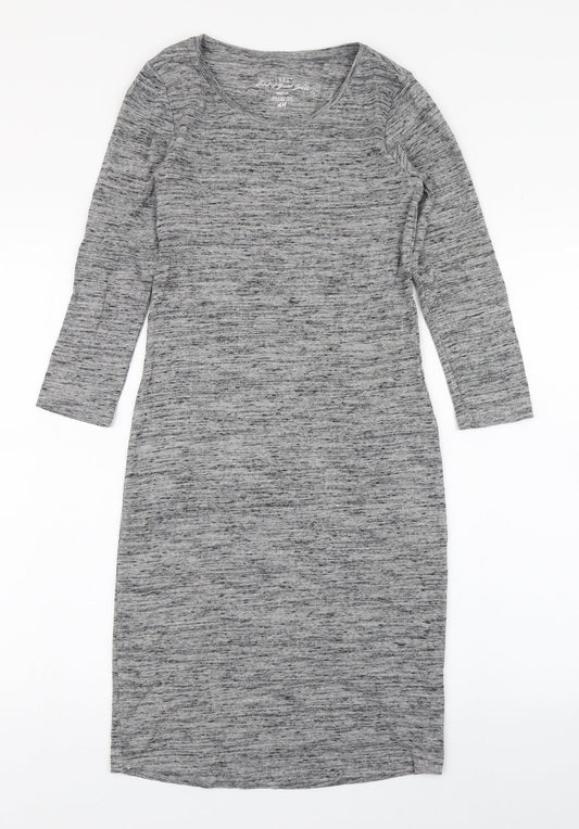 H&M Womens Grey  Cotton T-Shirt Dress  Size S  Round Neck Pullover
