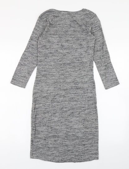 H&M Womens Grey  Cotton T-Shirt Dress  Size S  Round Neck Pullover