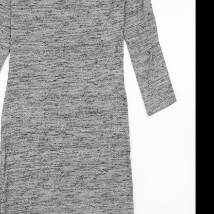 H&M Womens Grey  Cotton T-Shirt Dress  Size S  Round Neck Pullover