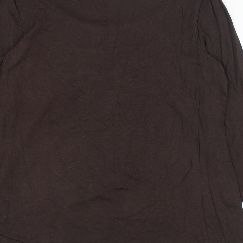 Ninety Womens Brown  Viscose Basic Blouse Size L Round Neck