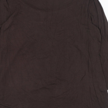 Ninety Womens Brown  Viscose Basic Blouse Size L Round Neck
