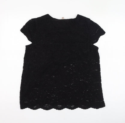 Philosophy Womens Black  Nylon Basic Blouse Size M Round Neck
