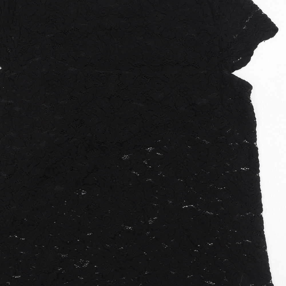 Philosophy Womens Black  Nylon Basic Blouse Size M Round Neck