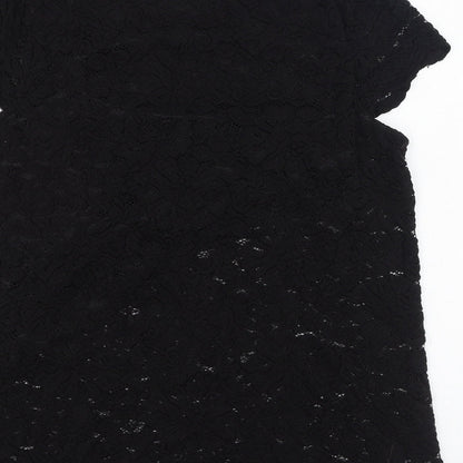 Philosophy Womens Black  Nylon Basic Blouse Size M Round Neck