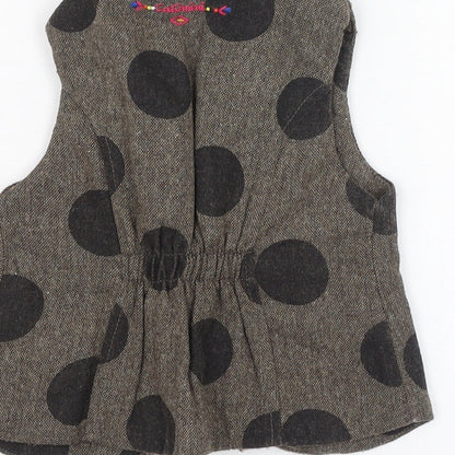 Catimini Girls Brown Polka Dot  Gilet Jacket Size 3 Years  Hook & Loop