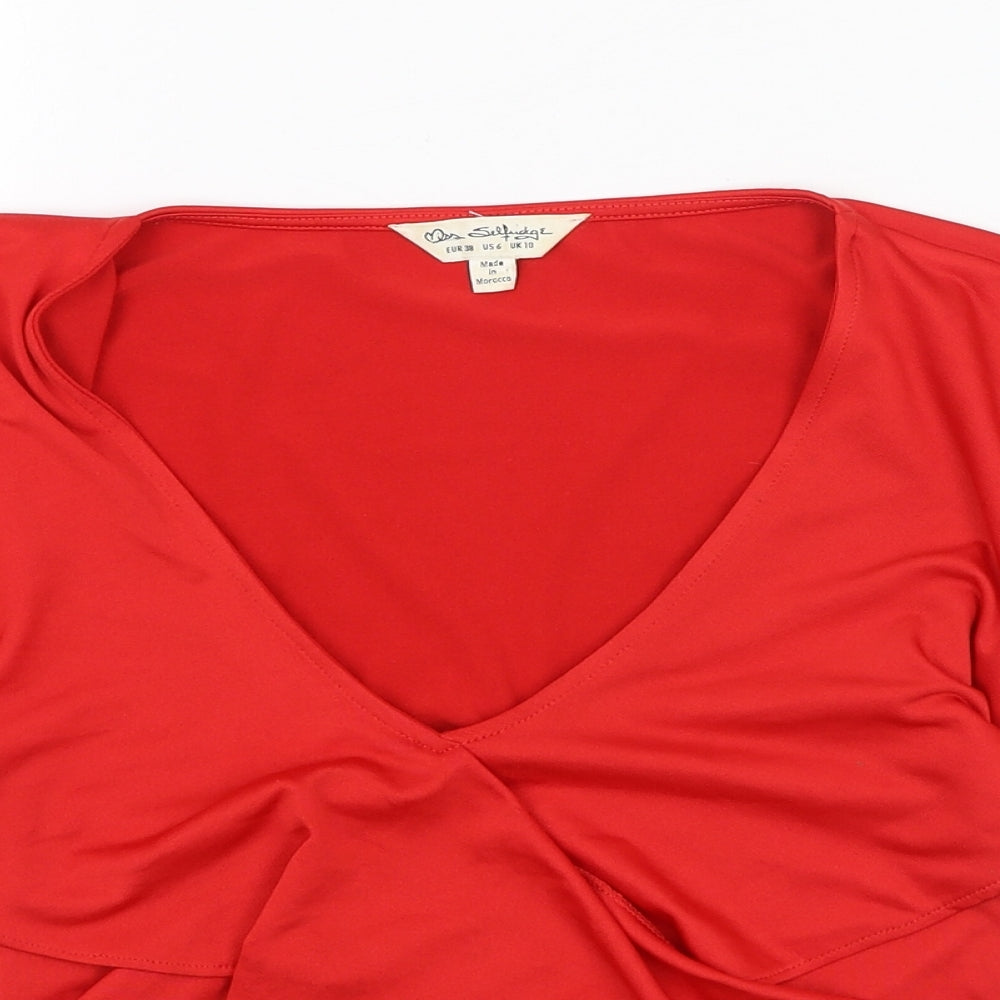 Womens UK Size 10 Miss Selfridge Red Basic Blouse