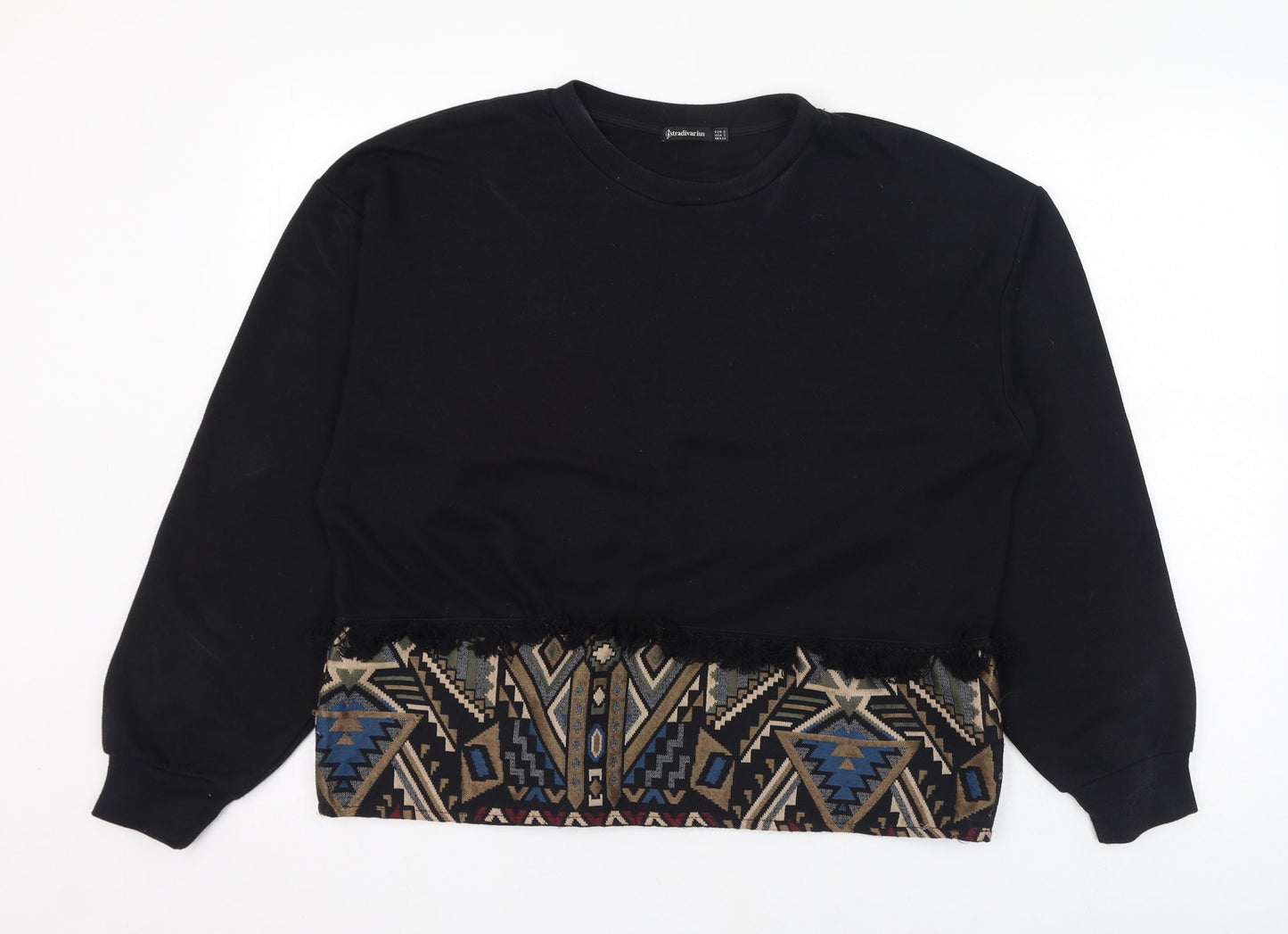 Stradivarius Womens Black Geometric Polyester Pullover Sweatshirt Size S  Pullover