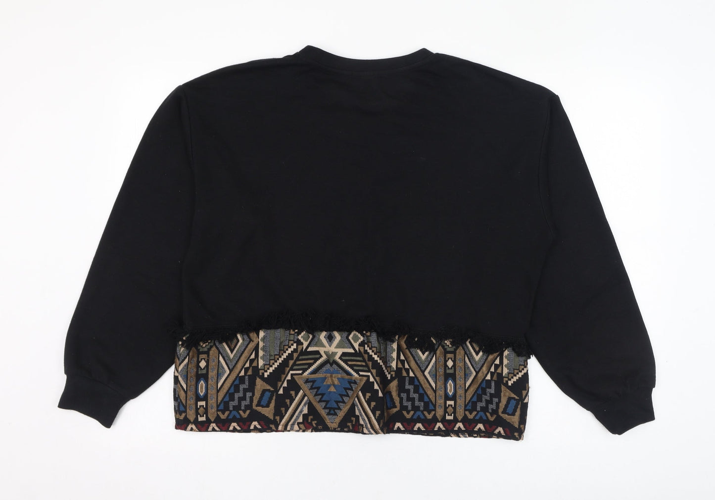 Stradivarius Womens Black Geometric Polyester Pullover Sweatshirt Size S  Pullover