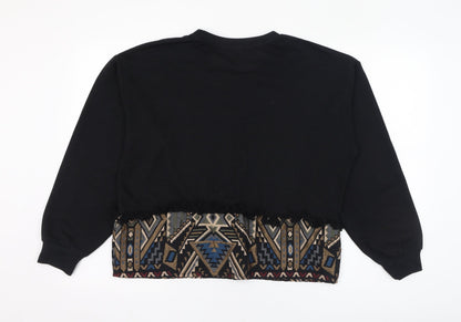 Stradivarius Womens Black Geometric Polyester Pullover Sweatshirt Size S  Pullover