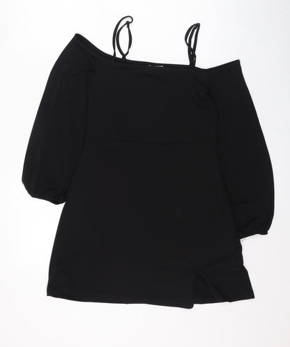 Nakd Womens Black  Polyester Pencil Dress  Size M  Square Neck Pullover