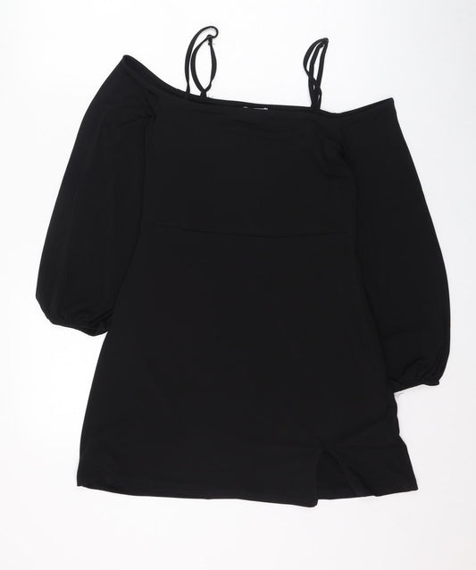 Nakd Womens Black  Polyester Pencil Dress  Size M  Square Neck Pullover