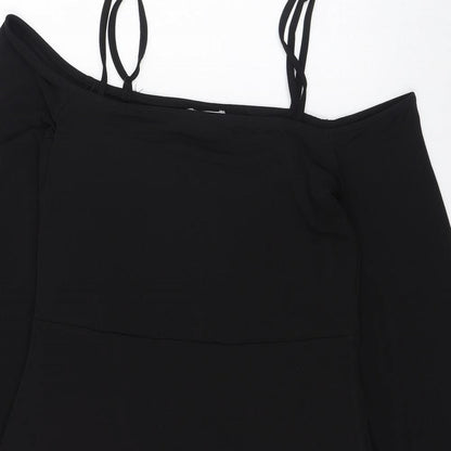 Nakd Womens Black  Polyester Pencil Dress  Size M  Square Neck Pullover