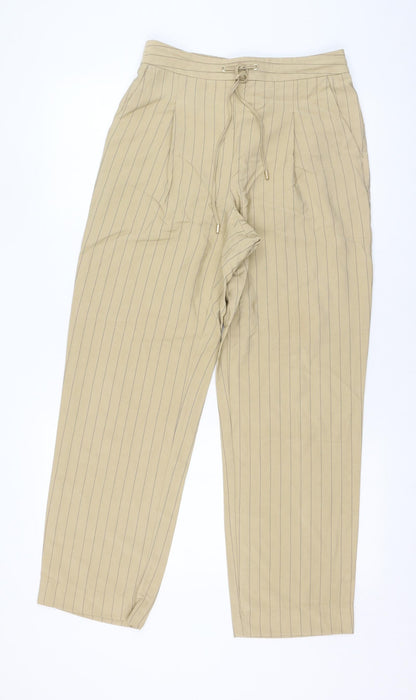 Primark Womens Brown Striped Polyester Carrot Trousers Size 10 L28 in Regular