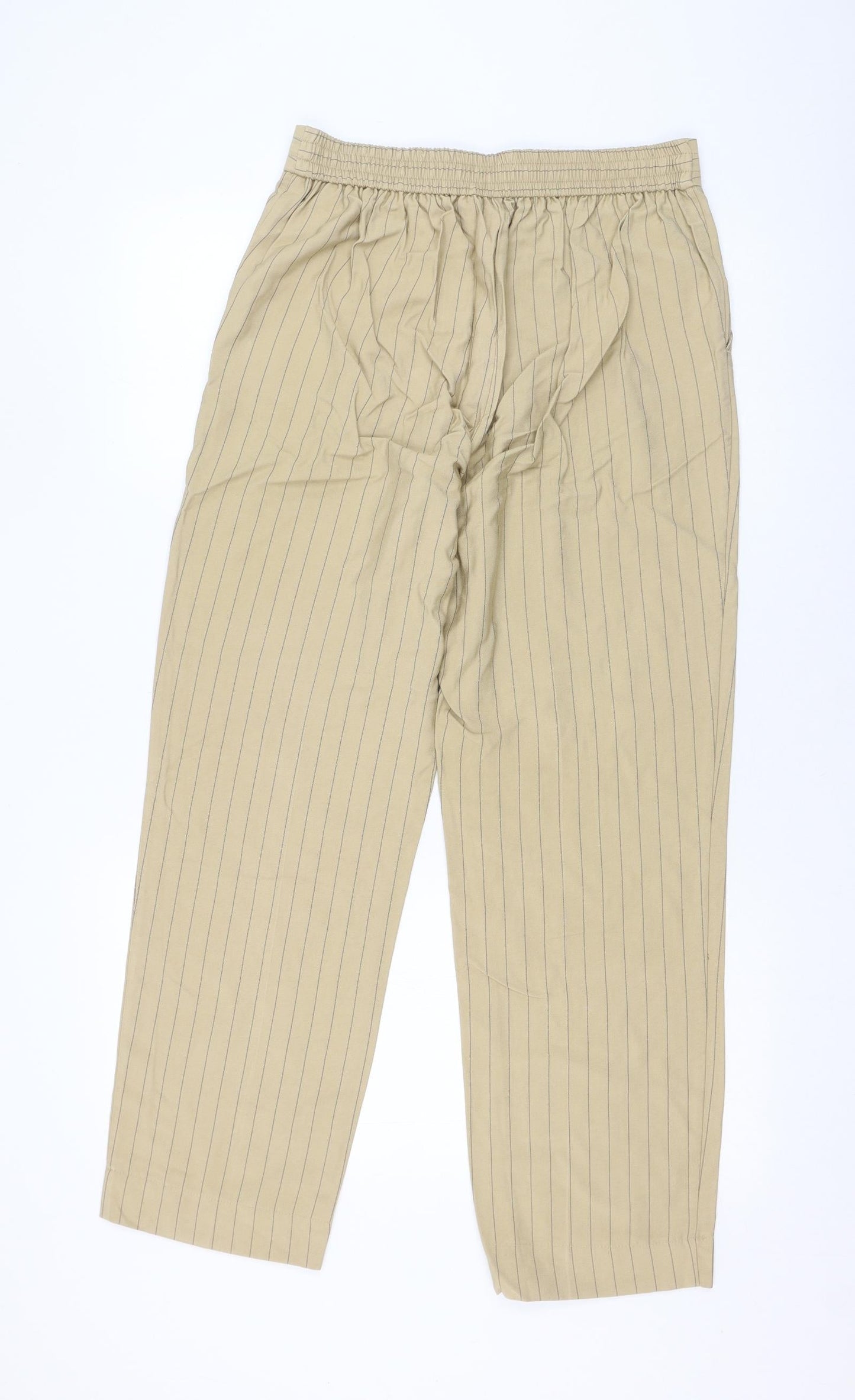 Primark Womens Brown Striped Polyester Carrot Trousers Size 10 L28 in Regular