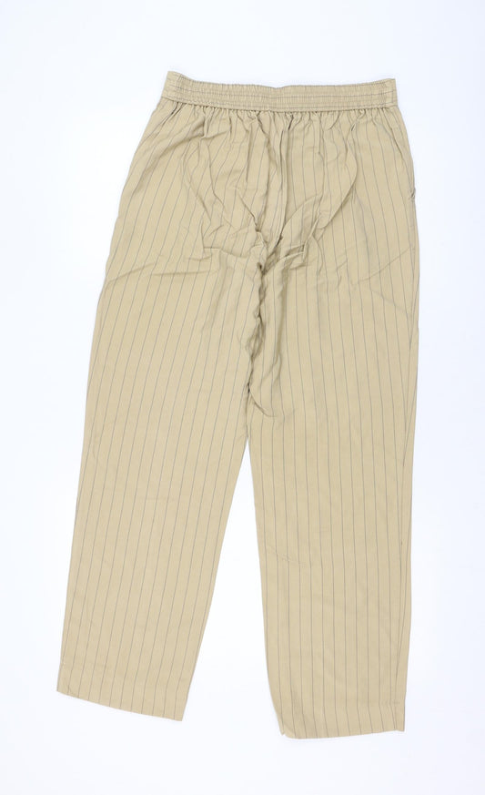 Primark Womens Brown Striped Polyester Carrot Trousers Size 10 L28 in Regular