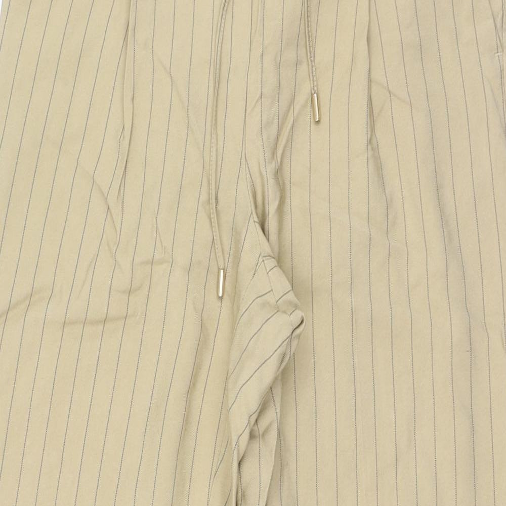 Primark Womens Brown Striped Polyester Carrot Trousers Size 10 L28 in Regular