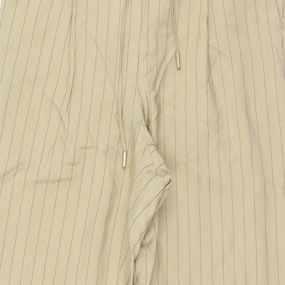 Primark Womens Brown Striped Polyester Carrot Trousers Size 10 L28 in Regular