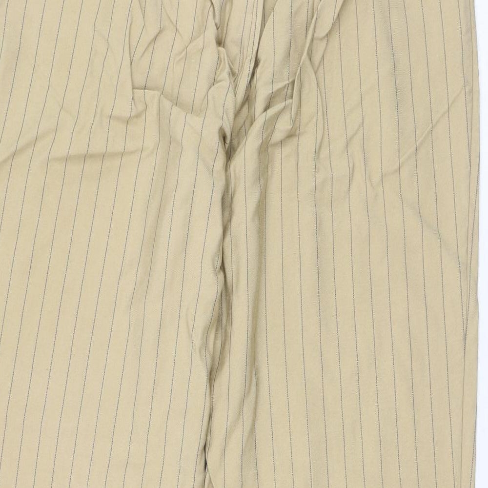 Primark Womens Brown Striped Polyester Carrot Trousers Size 10 L28 in Regular