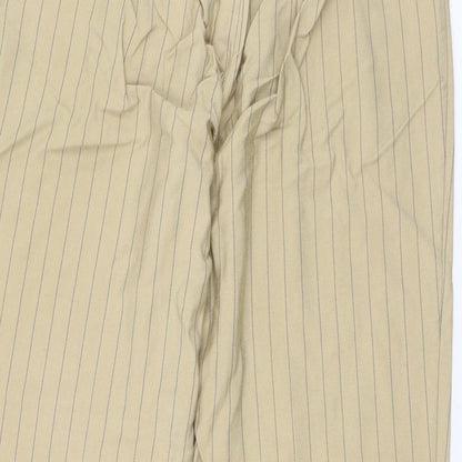 Primark Womens Brown Striped Polyester Carrot Trousers Size 10 L28 in Regular