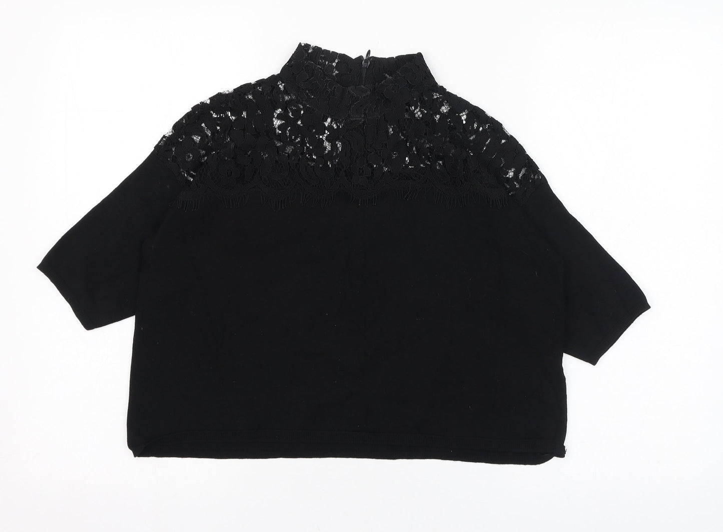 Womens UK Size 10 Topshop Black Basic T-Shirt