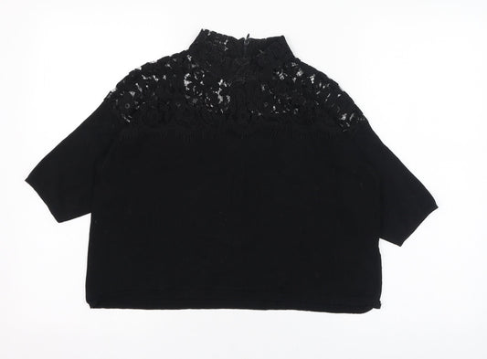 Womens UK Size 10 Topshop Black Basic T-Shirt