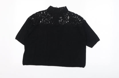 Womens UK Size 10 Topshop Black Basic T-Shirt