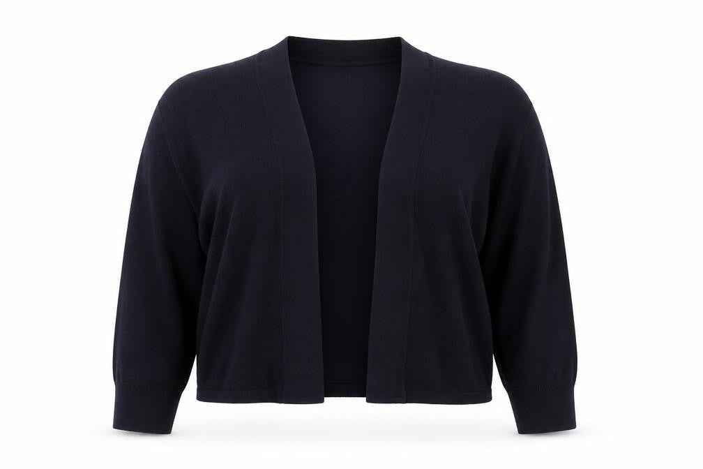 Front view of Wallis women’s blue round neck viscose cardigan jumper, size S