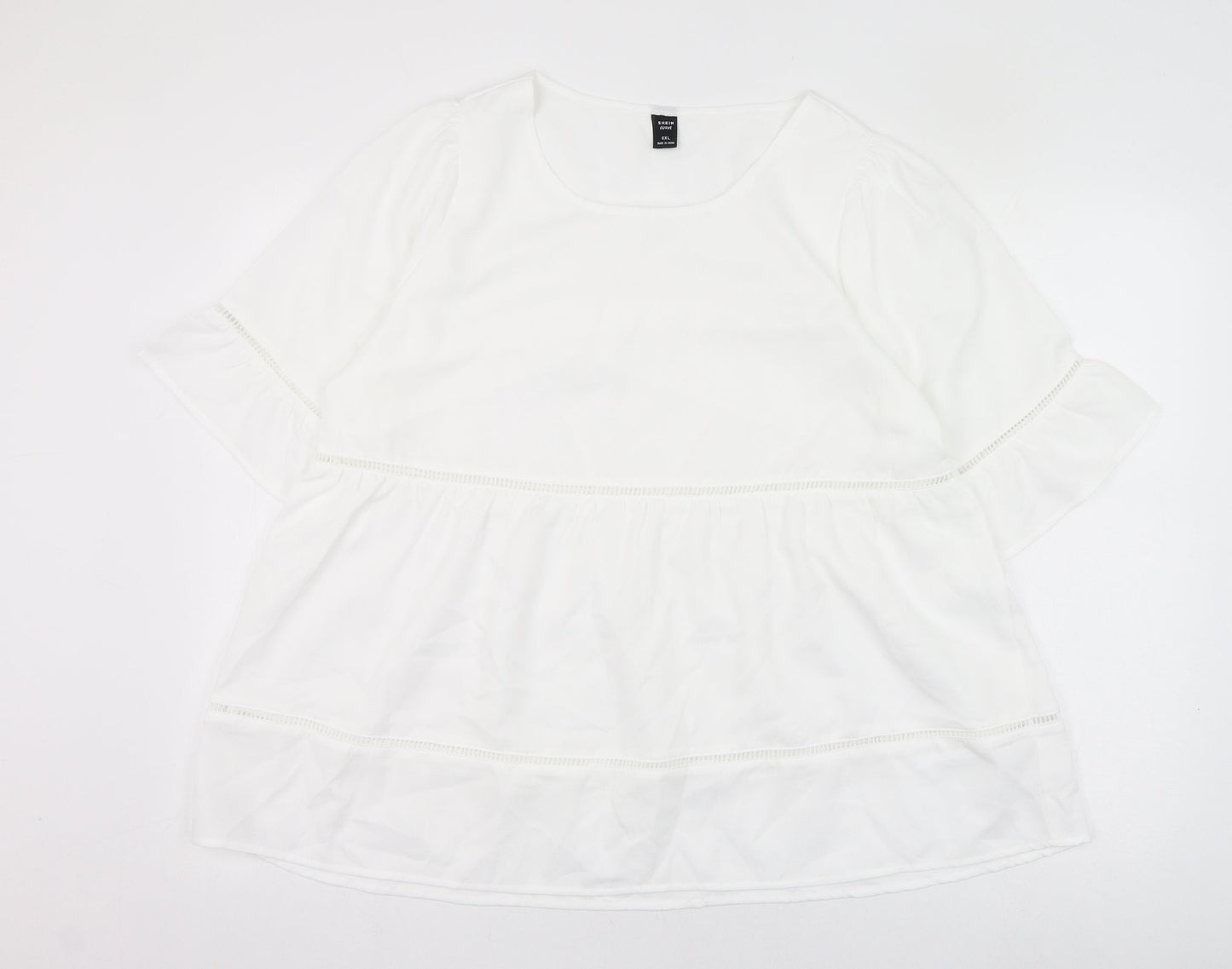 SheIn Womens White  Polyester Basic Blouse Size XL Round Neck