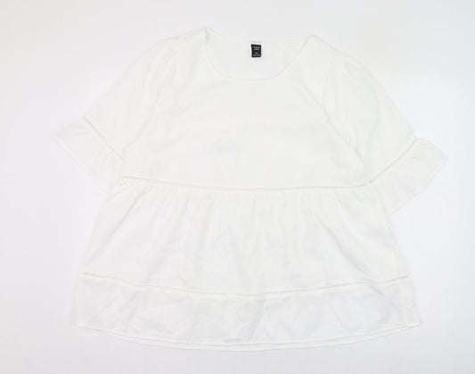 SheIn Womens White  Polyester Basic Blouse Size XL Round Neck