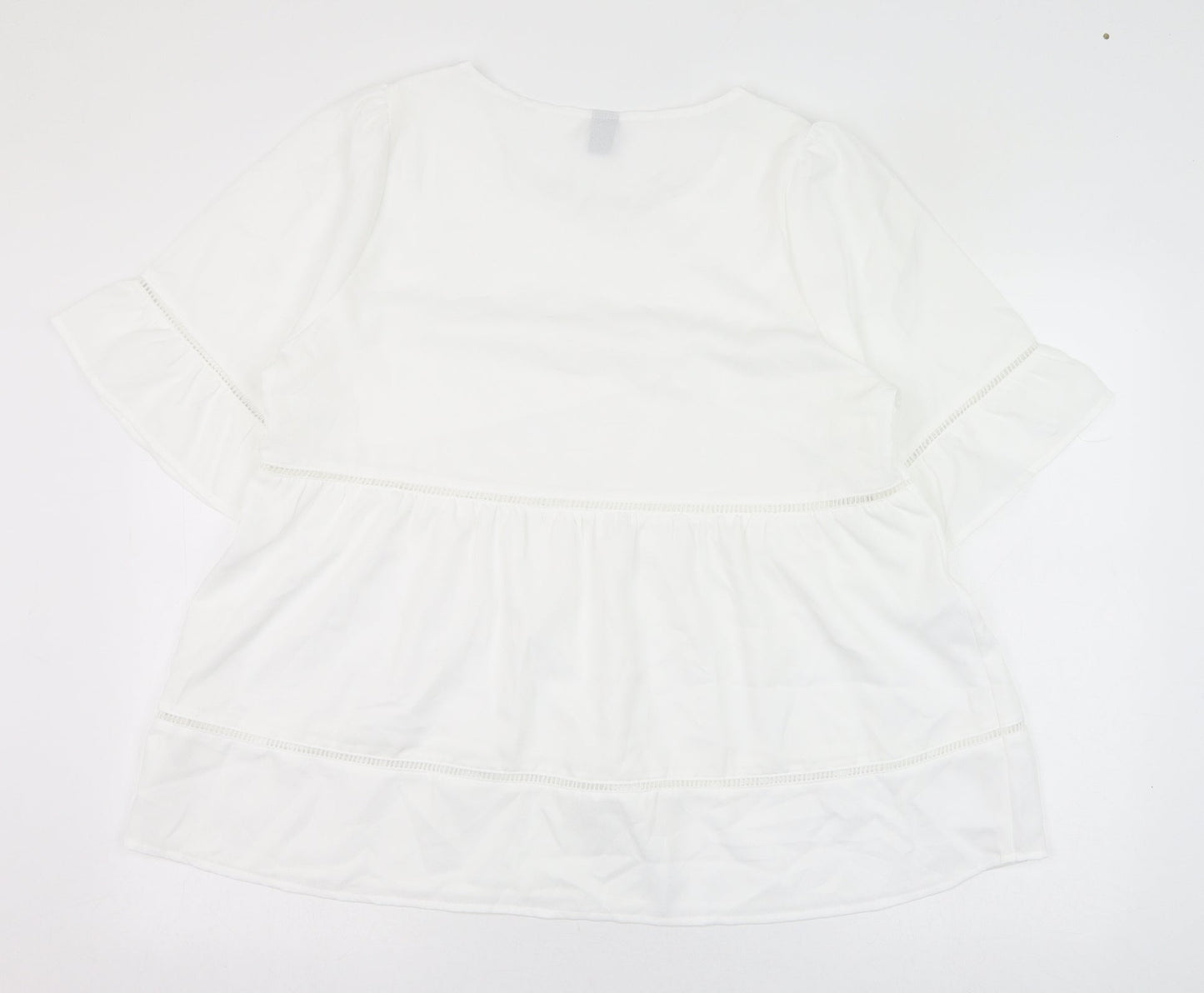 SheIn Womens White  Polyester Basic Blouse Size XL Round Neck