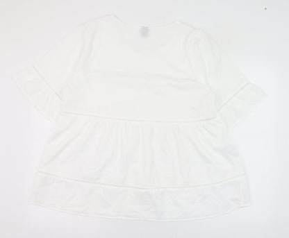 SheIn Womens White  Polyester Basic Blouse Size XL Round Neck