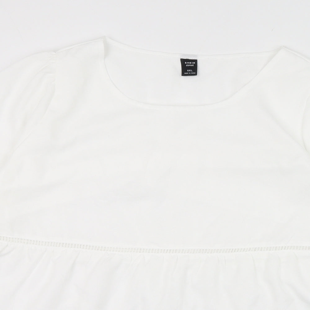SheIn Womens White  Polyester Basic Blouse Size XL Round Neck