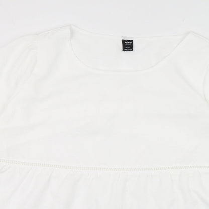 SheIn Womens White  Polyester Basic Blouse Size XL Round Neck