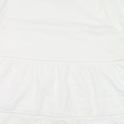 SheIn Womens White  Polyester Basic Blouse Size XL Round Neck