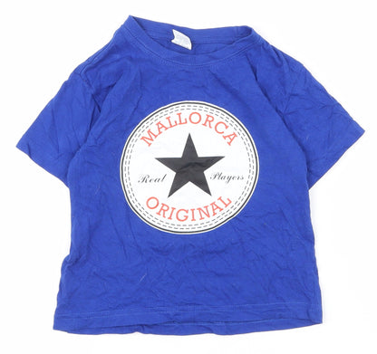 Anbor Boys Blue  100% Cotton Pullover T-Shirt Size 3-4 Years Collared Pullover